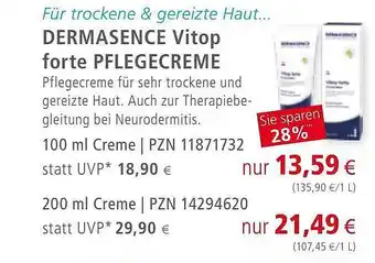 Apotal Dermasence vitop forte pflegecreme Angebot