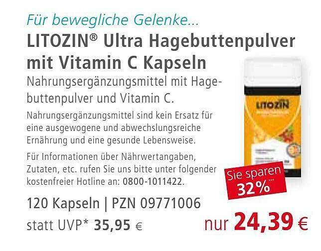 Litozin ultra hagebuttenpulver mit vitamin c kapseln Angebot bei Apotal