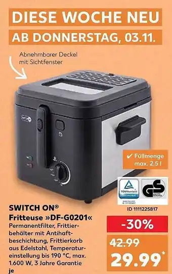 Kaufland Switch on fritteuse „df-g0201“ Angebot