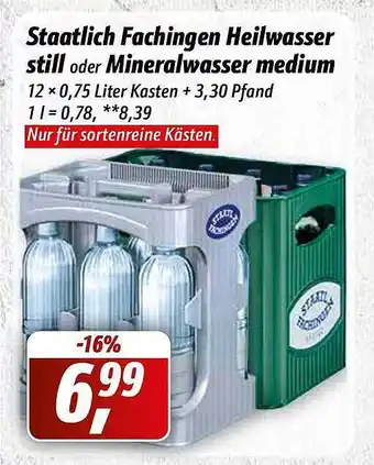 Simmel Staatlich fachingen heilwasser still oder mineralwasser medium Angebot