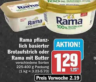 AEZ Rama pflanzlich basierter brotaufstrich oder rama mit butter Angebot