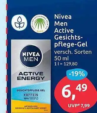 Budni Nivea men active gesichtspflege-gel Angebot