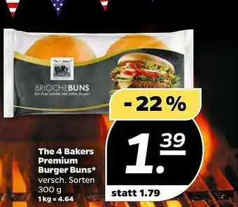 NETTO The 4 Bakers Premium Burger Buns Angebot