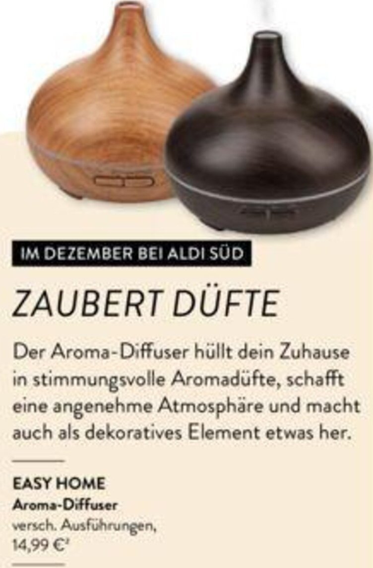 Easy Home Aroma Diffuser Angebot bei Aldi Süd