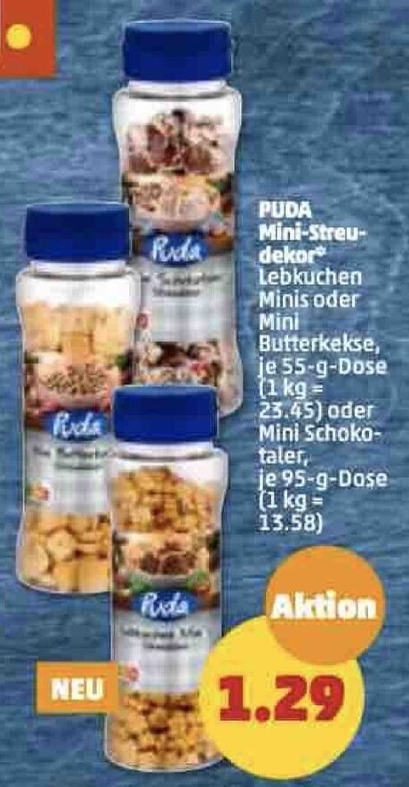 Puda Mini Streudekor 55 g oder Mini Schokotaler 95 g Dose Angebot bei PENNY
