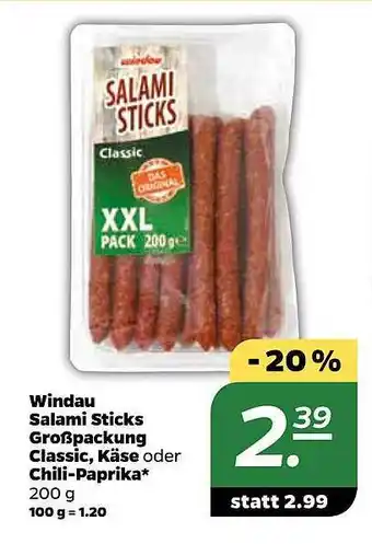 NETTO Windau Salami Sticks Großpackung Classic, Käse oder Chili Paprika Angebot