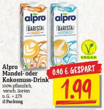 NP Discount Alpro Mandel oder Kokosnuss Drink 1 L Packung Angebot