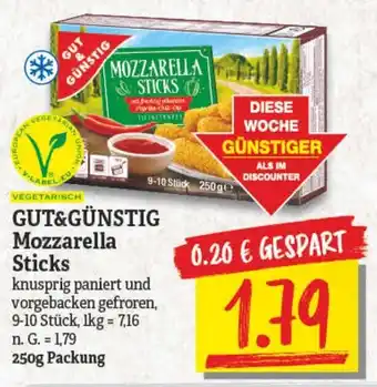 NP Discount Gut & Günstig Mozzarella Sticks 250g Packung Angebot