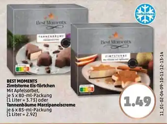 PENNY Best moment zimtsterne eis-törtchen oder tannenbäume marzipaneiscreme Angebot
