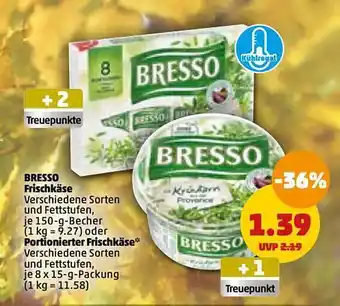 PENNY Bresso frischkäse oder portionierter frischkäse Angebot