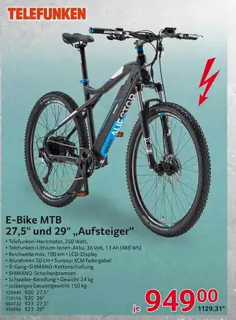 Selgros Telefunken e-bike mtb 27,5 Angebot