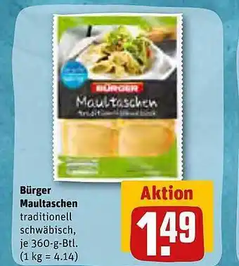 REWE Kaufpark Bürger maultaschen Angebot