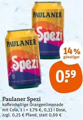 tegut Paulaner Spezi 0,33 L Dose Angebot