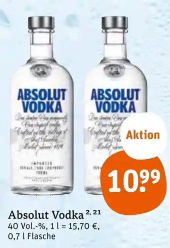 tegut Absolut Vodka 0,7 L Flasche Angebot