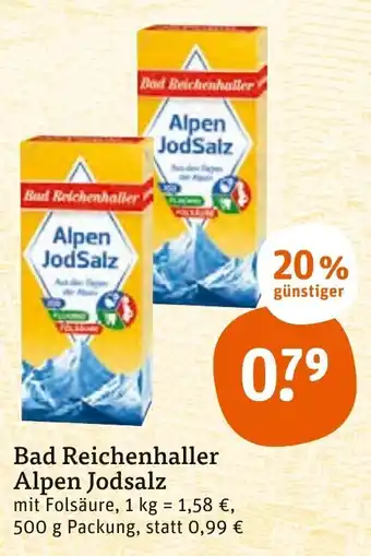 tegut Bad Reichenhaller Alpen Jodsalz 500 g Packung Angebot