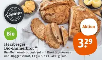 tegut Herzberger Bio Emmerbrot 400 g Laib Angebot