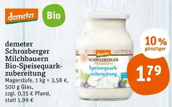 tegut Demeter Schrozberger Milchbauern Bio Speisequarkzubereitung 500 g Glas Angebot