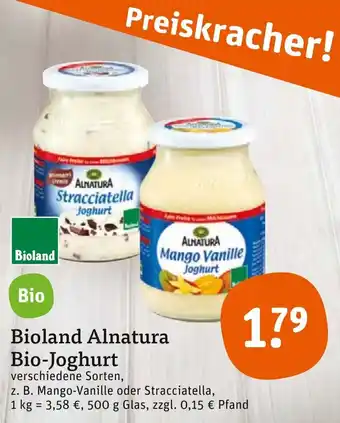 tegut Bioland Alnatura Bio Joghurt 500 g Glas Angebot