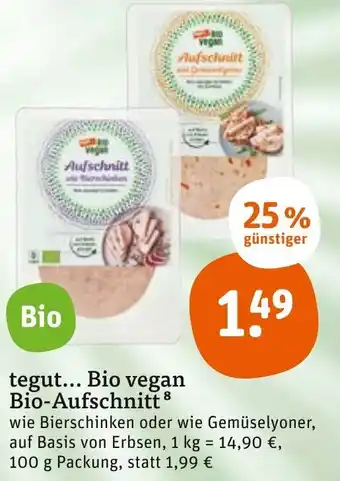 tegut tegut... Bio vegan Bio Aufschnitt 100 g Packung Angebot