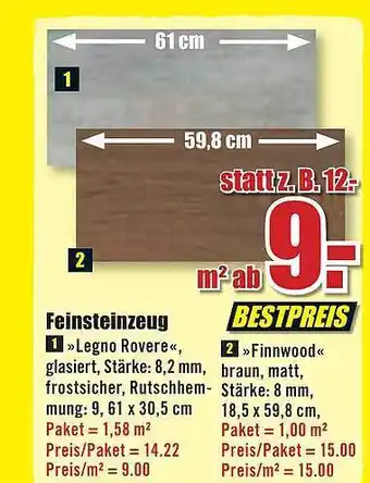 B1 Discount Baumarkt Feinsteinzeug „legno rovere oer finnwood“ Angebot