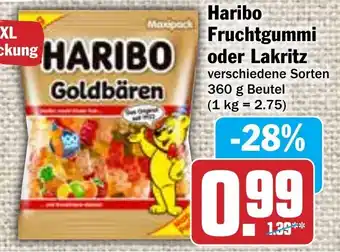 Hit Haribo Fruchtgummi oder Lakritz 360 g Beutel Angebot