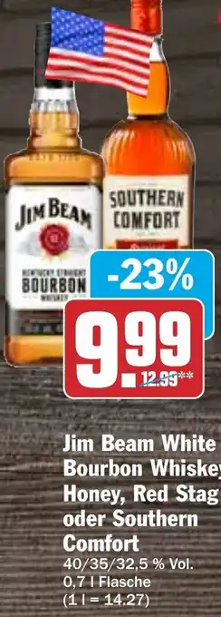 Hit Jim Beam White Bourbon Whiskey, Honey, Red Stag oder Southern Comfort 0,7 L Flasche Angebot