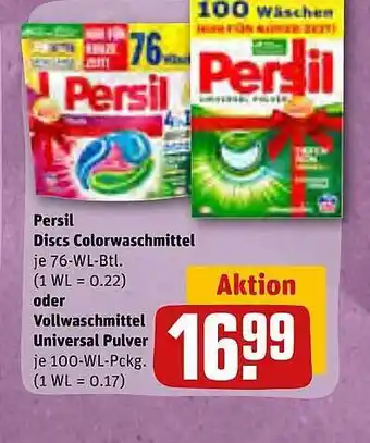 REWE Kaufpark Persil discs colorwaschmittel oder vollwaschmittel universal pulver Angebot