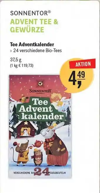 Reformhaus Bacher Sonnentor advent tee & gewürze tee adventskalender Angebot