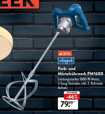 Aldi Süd Scheppach Farb und Mörtelrührwerk PM1600 Angebot