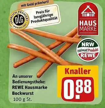 REWE Kaufpark Rewe hausmarke bockwurst Angebot