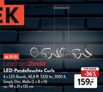 Aldi Süd LeuchtenDirekt LED Pendelleuchte Curls Angebot