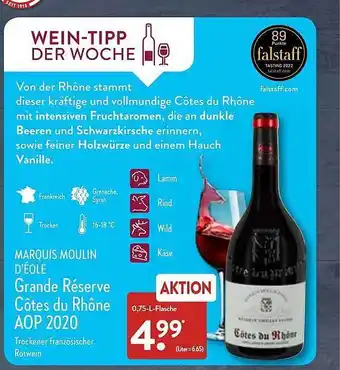 Aldi Nord Marquis moulin d'éole grande réserve côtes du rhône aop 2020 Angebot