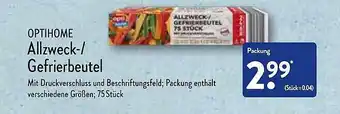 Aldi Nord Optihome allzweck- oder gefrierbeutel Angebot