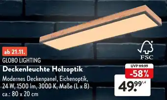 Aldi Süd Globo Lighting Deckenleuchte Holzoptik Angebot