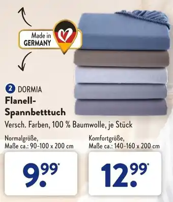 Aldi Süd Dormia Flanell Spannbetttuch Angebot