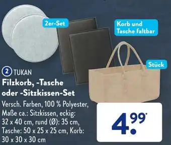 Aldi Süd Tukan Filzkorb, Tasche oder Sitzkissen Set Angebot