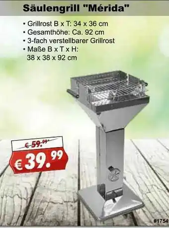 Stabilo Fachmarkt Säulengrill „mérida” Angebot