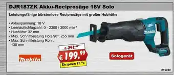 Stabilo Fachmarkt Djr187zk Akku-reciprosäge 18v Solo Makita Angebot