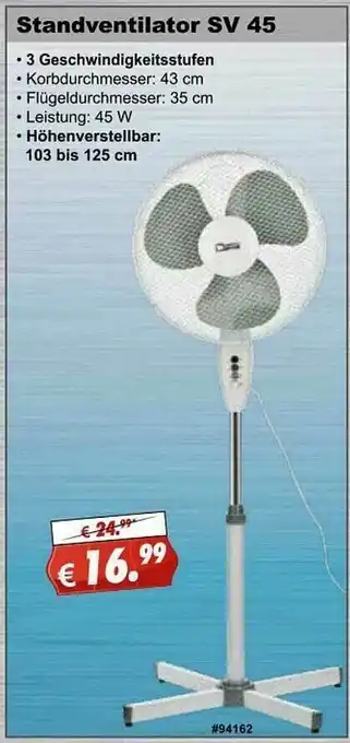 Stabilo Fachmarkt Standventilator Sv 45 Angebot