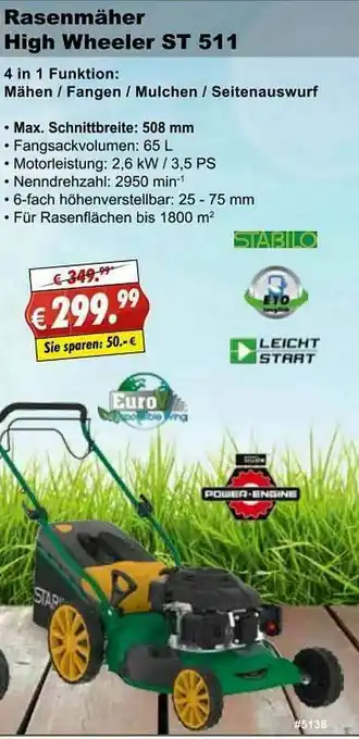 Stabilo Fachmarkt Rasenmäher High Wheeler St511 Stabilo Angebot