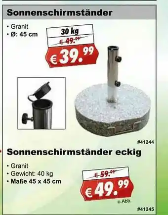 Stabilo Fachmarkt Sonnenschirmständer Oder Sonnenschirmständer Eckig Angebot