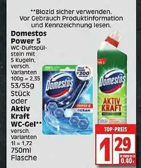 Edeka Domestos Power 5 Oder Aktiv Kraft Wc Gel Angebot