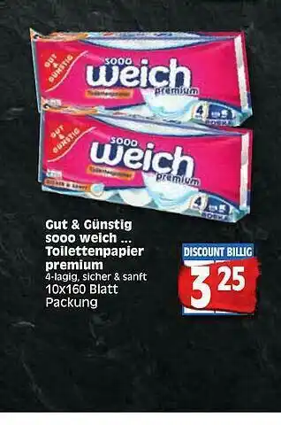 Edeka Gut & Günstig Sooo Weich Toliettenpapier Premium Angebot