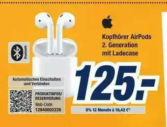 Expert Bening Kopfhörer Airpods 2. Generation Mit Ladecase Angebot