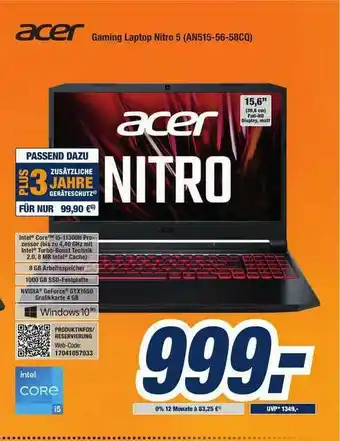 Expert Bening Acer Gaming Laptop Nitro 5 (an515-56-58cq) Angebot