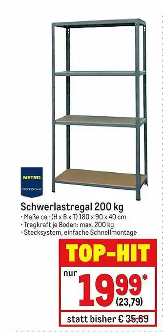 METRO Schwerlastregal 200 Kg Angebot