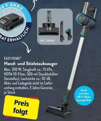 Aldi Süd Easy Home Hand und Stielstaubsauger Angebot