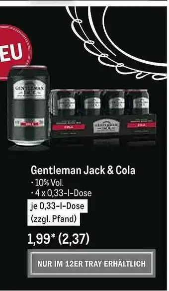 METRO Gentleman Jack & Cola Angebot