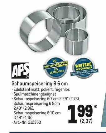 METRO Aps Schaumspeisering ø 6 Cm Angebot