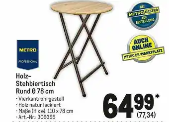 METRO Holz Stehbiertisch Rund ø 78 Cm Angebot